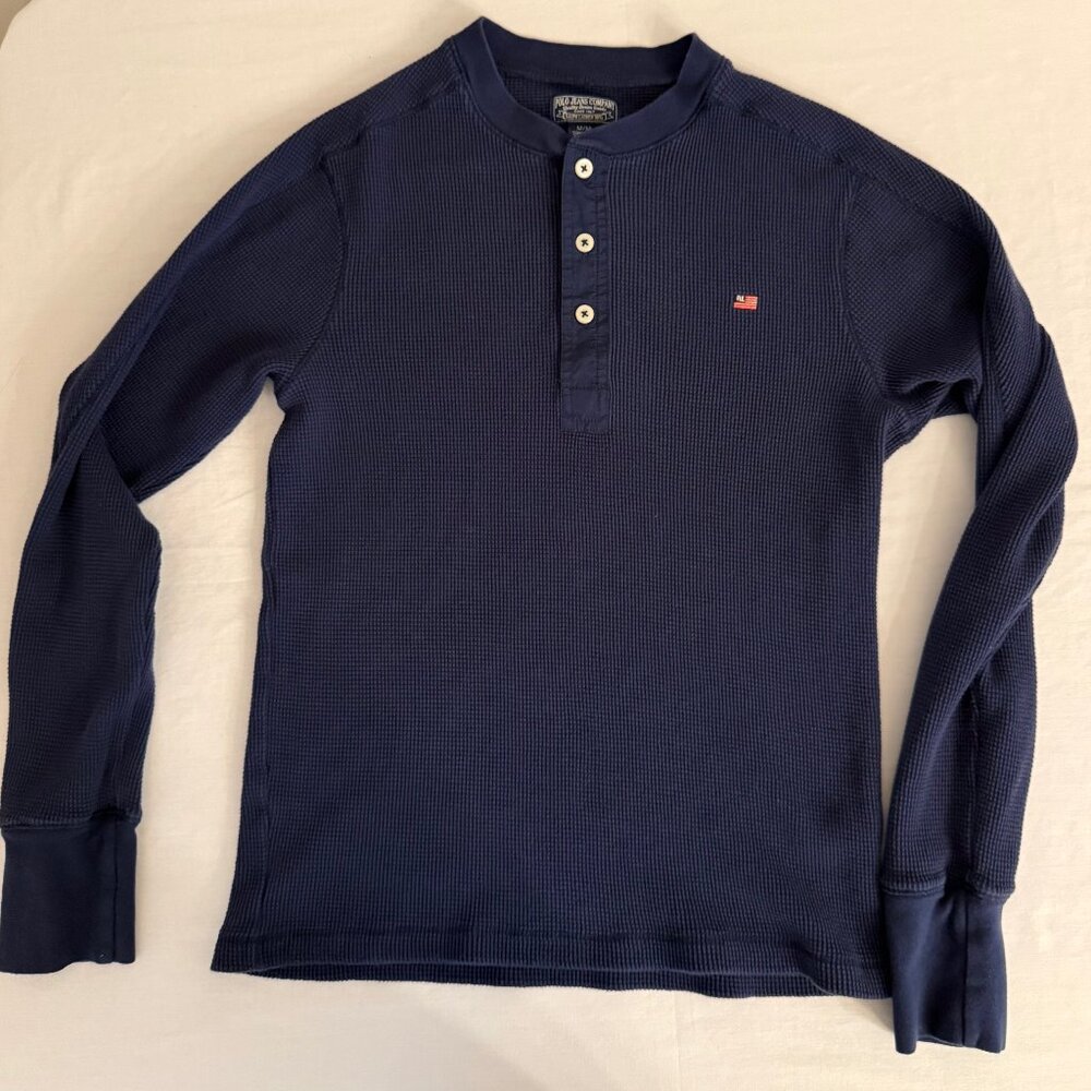 Vintage Polo Ralph Lauren Long Sleeve Henley waffle Medium Classic American